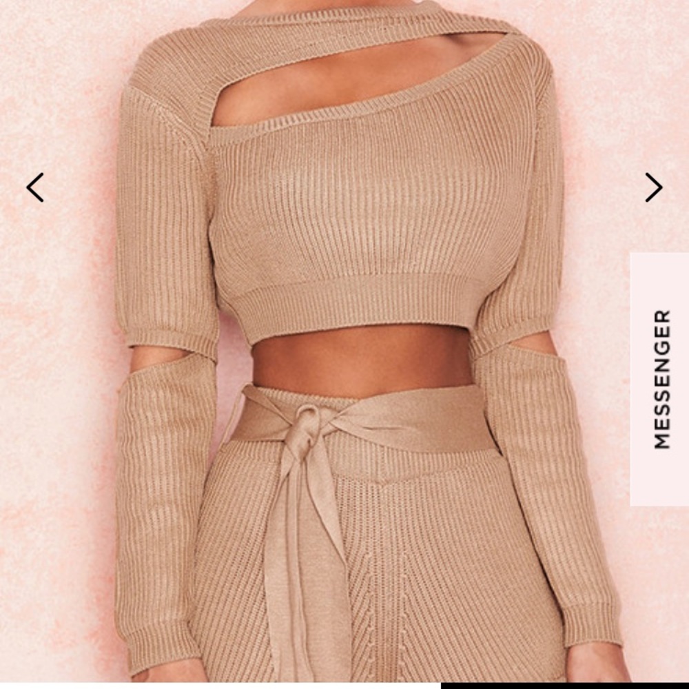 House of CB Luxe Sand Cropped Sweater